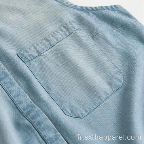 Jupe chemise habillée en denim sans manches pour femmes élégantes